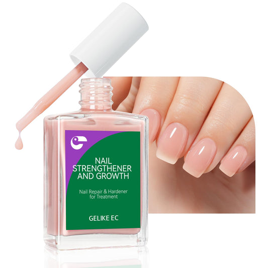 gelike ec Protein Nail Strengthener and Growth Polish: Nude Blush 15ml 6 in 1 Natural Nail Hardener Extra Strong and Growth - Nail Polish Hardener for Weak and Damaged Nails