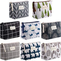 8 Pack Canvas Cosmetic Bags with Zipper for Makeup Storage & Travel