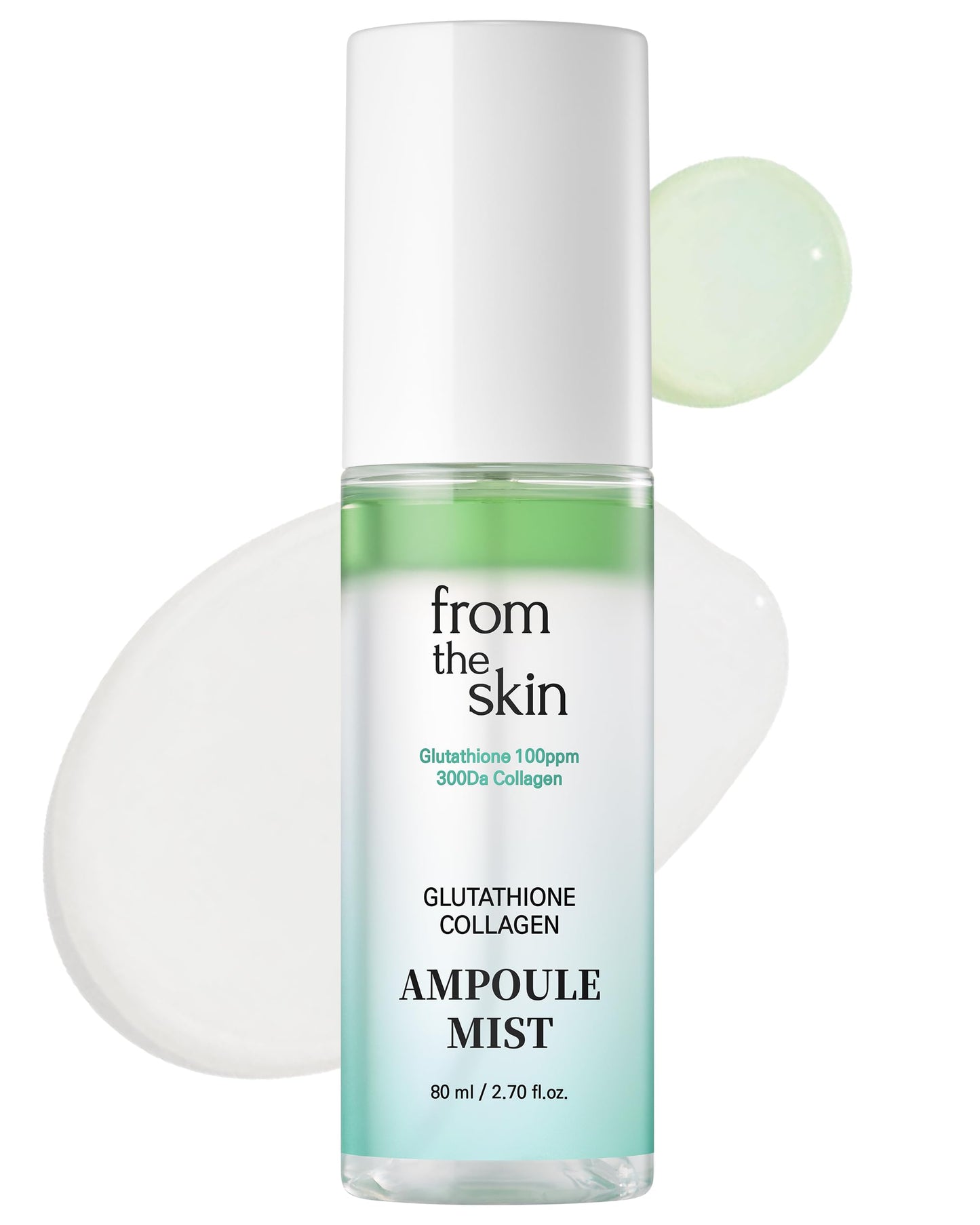 FROM THE SKIN Glutathione Collagen Ampoule Mist – Rejuvenating Facial Serum Spray for Hydration and Collagen Boost - Panthenol, Lactobacillus - For All Skin Types, 2.7 fl.oz.