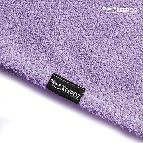 Hair Towel Wrap for Women - 100% Cotton Quick Dry Turban with Button - Lilac Pink Check, 2 Pack