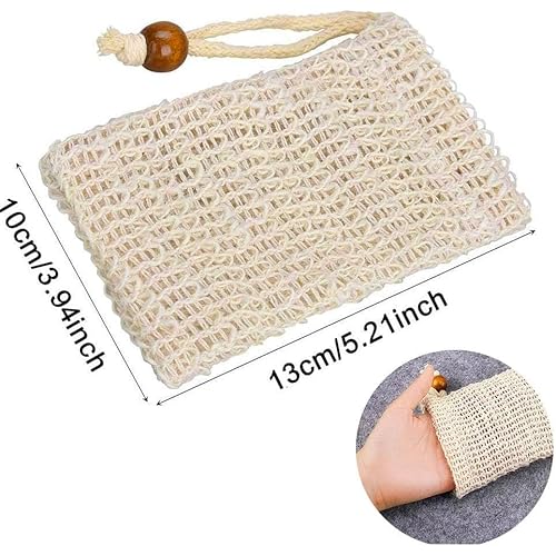 Natural Sisal Soap Saver Bag for Soap Bar Organic Soap Pouch for Exfoliating Lathers and Air Dry Soap Bar Shower Soap Saver Bag (8 Pcs)