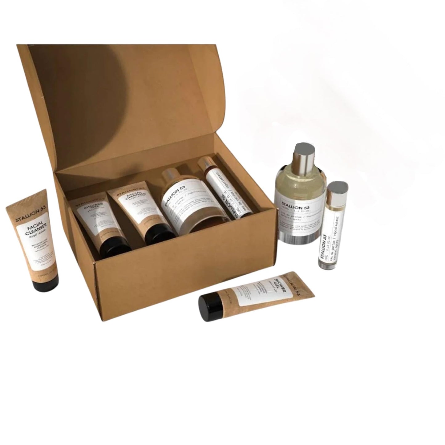 Stallion 53 Luxury Men's Gift Set, 4-in-1 with Eau de Parfum 3.4 Fl Oz, Facial Cleanser, Shower Gel