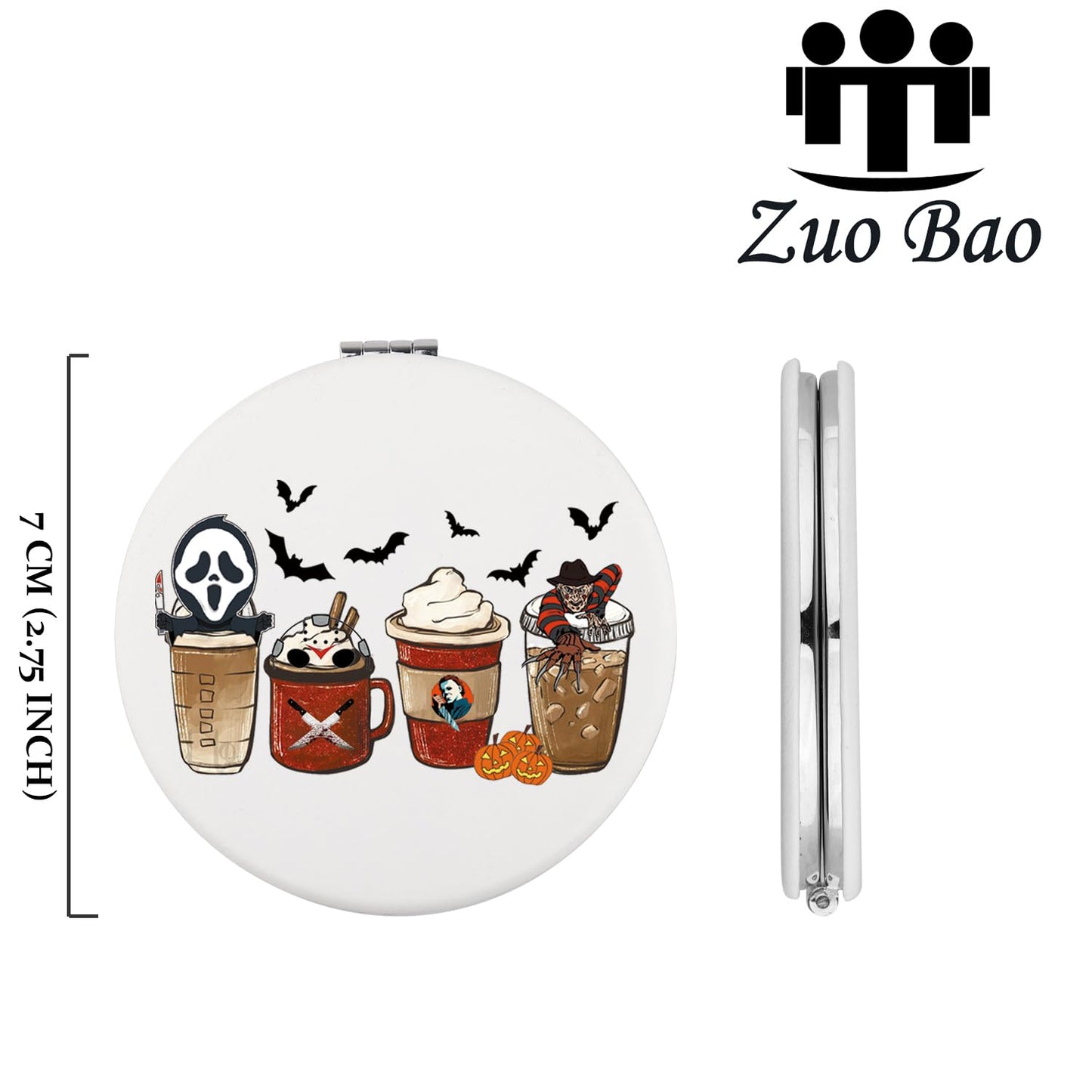 Zuo Bao Horror Coffee Makeup Mirror Halloween Party Gift Horror Movie Fan Small Sling Bag Spooky October Gift (Horror Coffee)