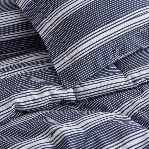 Nautica Twin XL Comforter Set with Matching Sham - Navy Stripes