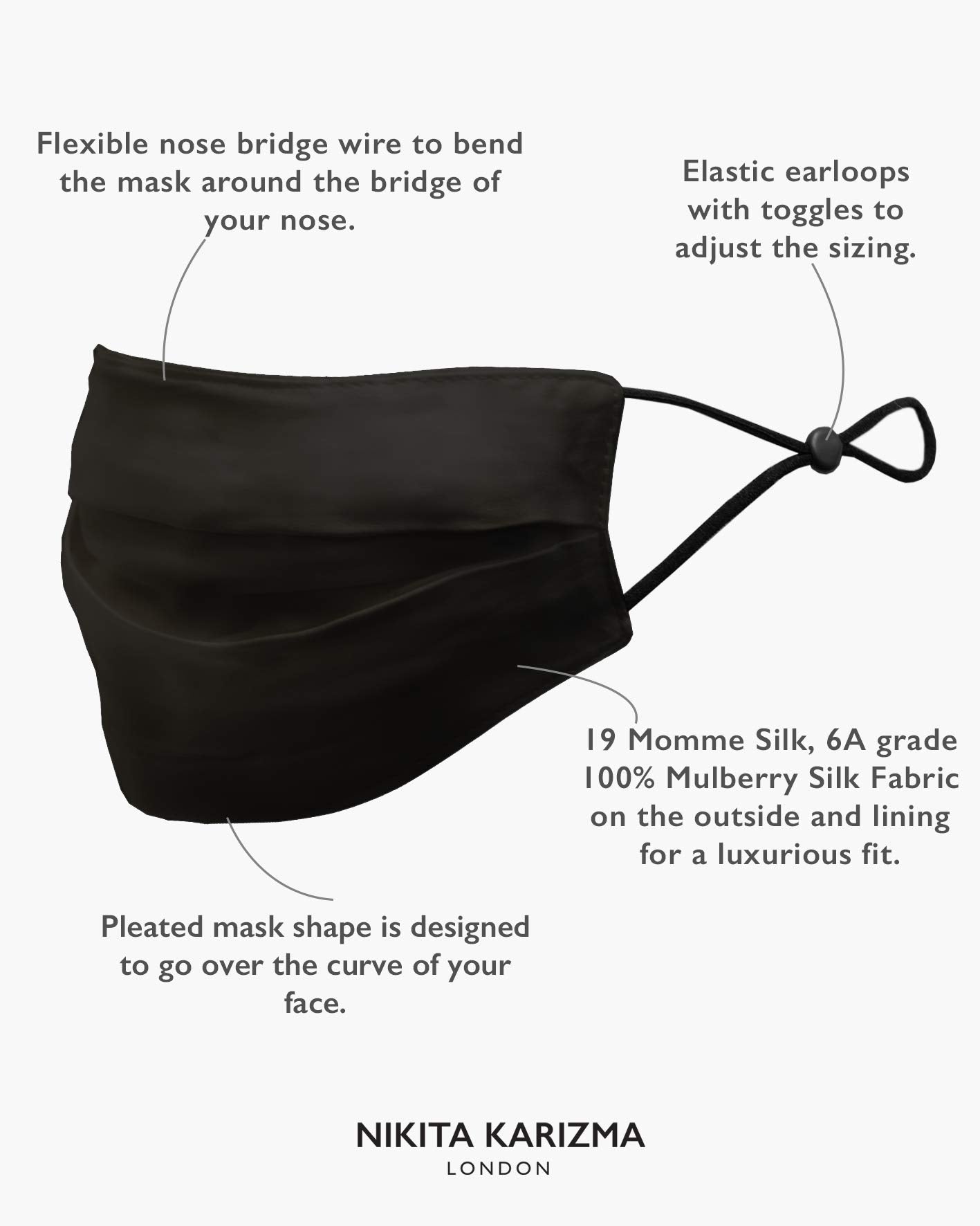 KARIZMA Beverly Hills Silk Face Mask 3 Pack Collection. Black Fashionable Designer Face Mask for Women. Washable Fabric Face Mask Reusable Facemask. 19 Momme Real Mulberry Silk Masks