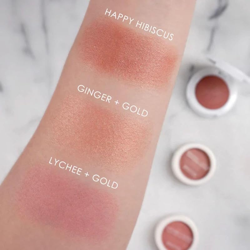 Lychee + Gold Healthy Glow Blush Palette – Rose-Gold Shimmer Cheek Color, with Ginger, Mangosteen & Chamomile Extracts | Variation: Lychee & Gold