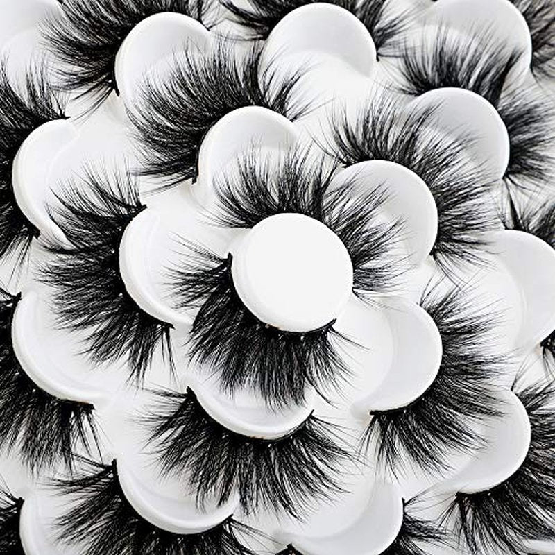 6D Mink Lashes Eyelashes Volume Dramatic Wispy Lashes Mink zanlufly 22MM Long False Eyelashes Luxury Crossed Soft Volume Reusable 10 Pairs Lashes Pack
