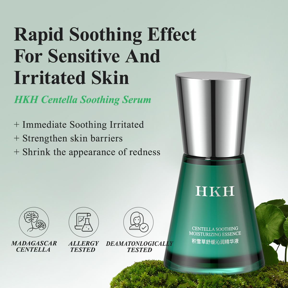 HKH Madagascar Centella Ampoule Serum - Soothing Acne Prone, Sensitive Skin Relief, Calming, Barrier Repair & Intense Hydration, 5X Centella Asiatica (Cica), 5X Ceramides, 8X Hyaluronic Acid, 30ml