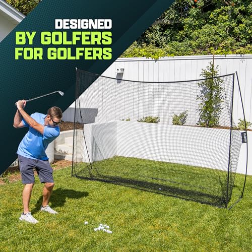 Standard 10x7 ft Golf Practice Net - Black Personal Driving Range for Indoor & Outdoor Use