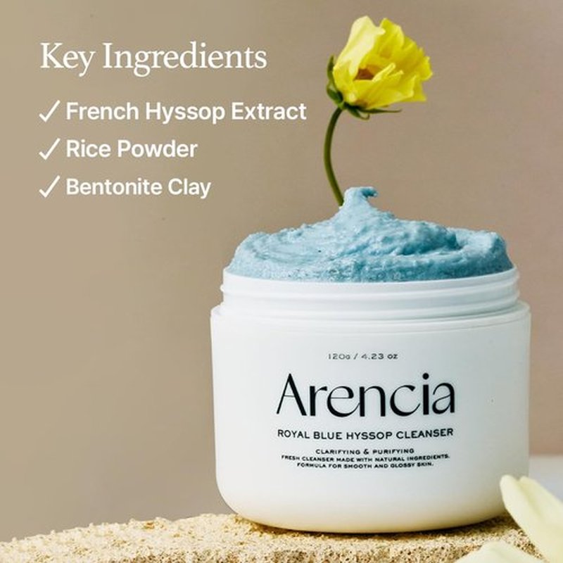 Arencia Hyssop Brightening & Deep-Cleansing Face Scrub & Exfoliator - All Skin Types, For Sebaceous Filaments & Blackheads (4.23oz)