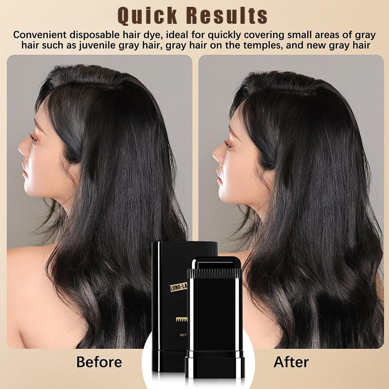 2Pack Safe and Convenient Comb Hair Dye, Waterproof and Sweat-Proof Hair Dye Comb, Quick Touch-Ups, 2 in 1 Instant Dye for Women & Men (Black)