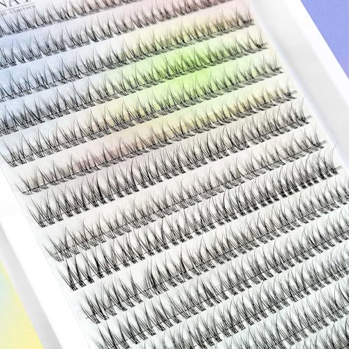 Lash Clusters Natural Look Wispy C Curl Lash Extensions, Natural Lash Clusters Clear Band 8-12MM 168pcs DIY Eyelash Extension, Yasnai Individual Eyelash Clusters DIY at Home