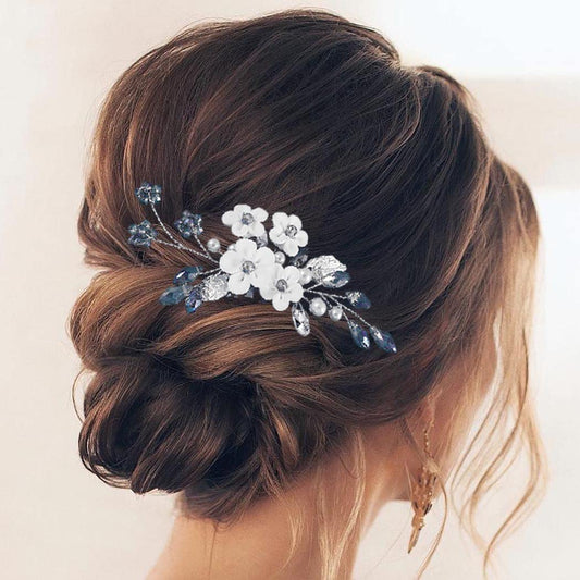 EARENT Blue Wedding Hair Accessories Flower Hair Comb for Women
