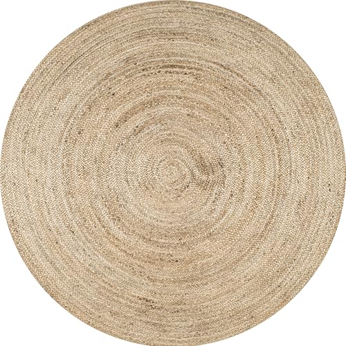 Natural Jute Area Rug 4' Round Flatweave Home Decor