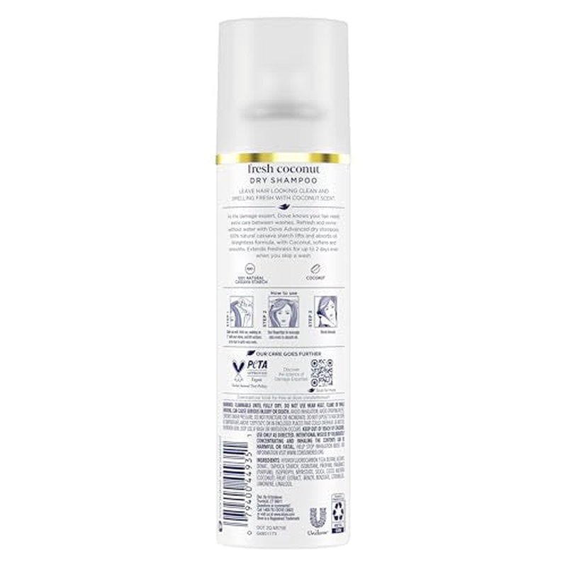 Dove Advanced Dry Shampoo Fresh Coconut Refresh Without Water Dry Shampoo Spray Absorbs Excess Oil Without Visible Residue 5 oz