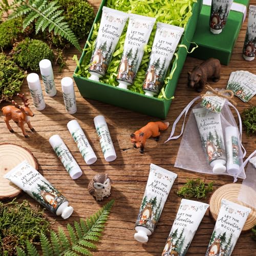 Lounsweer Woodland Baby Shower Favors Gift Set - 24 Hand Cream & Lip Balm