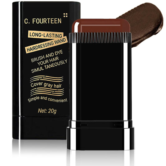 Safe and Convenient Comb Hair Dye, Portable Hair Color Comb for Gray Hair Coverage, Waterproof and Sweat-Proof Hair Concealer Stick, 2 in 1 Instant Dye, for Women & Men (Brownish Black, 02)