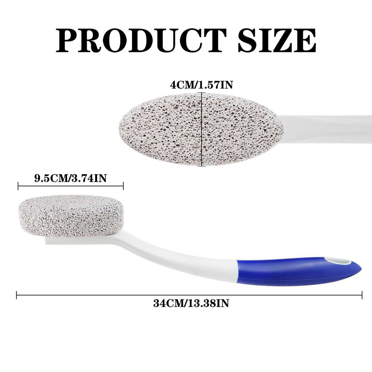 Long Handle Pumice Stone, Exfoliating Dead Skin Remover with 35cm Handle for Easy Foot Care - Suitable for Pedicure, Massage and Scrubbing