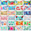 Tropical Makeup Bags Set - 24 Canvas Cosmetic Pouches for Travel & Gifts