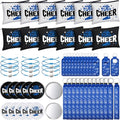 60 Pcs Cheerleader Gifts Bulk Cheer Team Gifts for Women with Cheerleader Cosmetic Bags Makeup Mirror Bracelets Lipstick Holder Keychains Lanyard Cheer Team Party Favors(Blue White)