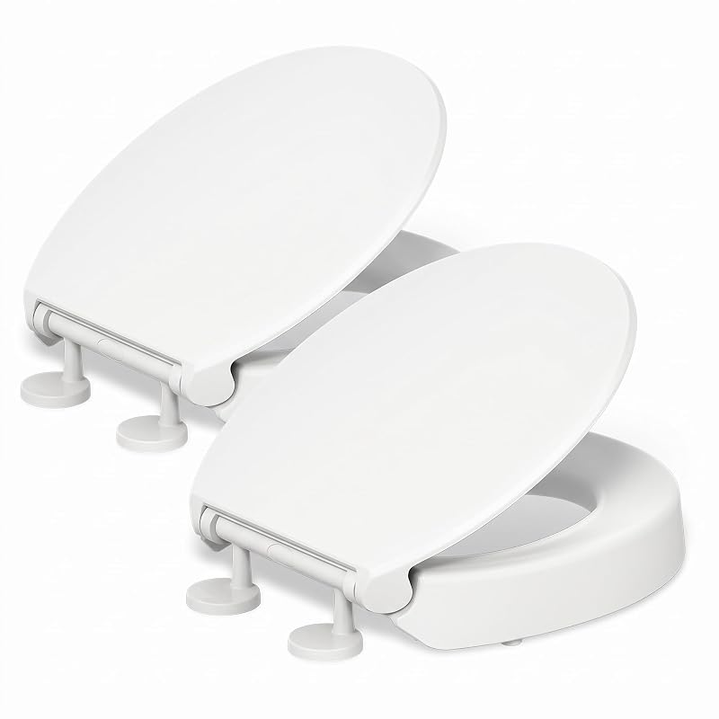 Kohler Hyten Elevated Quiet-Close Round Toilet Seat, 3-Inch Height, White, Pack of 2