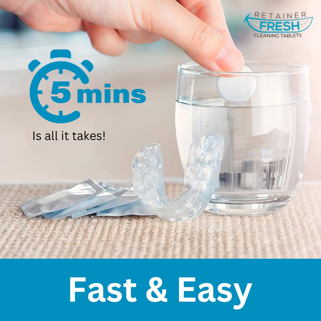Retainer Cleaning Kit & Tablets - 36 Tablets 1 Month Supply Retainer Fresh, Brite, and Stain-Free - Retainer Cleaner Tablet, Mouth Guard, Dentures, Aligners