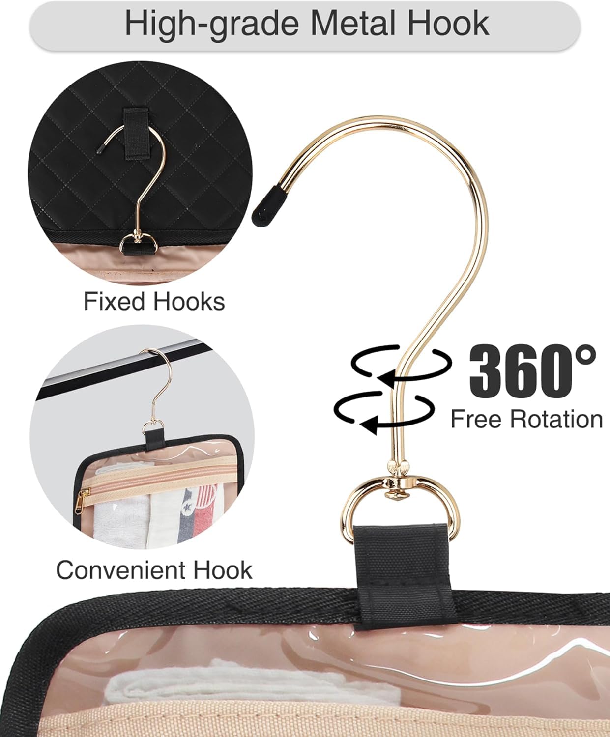 Travel Makeup Bag Hanging Toiletry Bag for Women Men TSA Approved Clear Bag Toiletries Waterproof Cosmetic Bag Toiletry Bag Travel Toiletry Organizer for Bathroom Shower, Black Diamond Grid