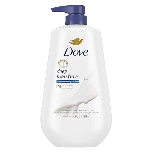 Dove Body Wash Bundle with Deep Moisture 30.6oz and Fragrance Free Ultra Sensitive 18.5oz