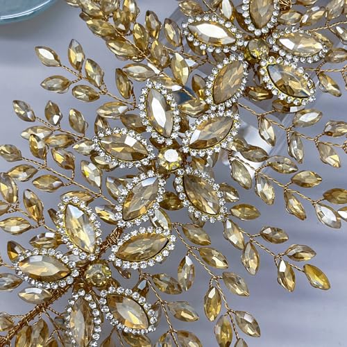 Mpoikba Bridal Hair Accessories Champagne Wedding Hair Piece for Brides