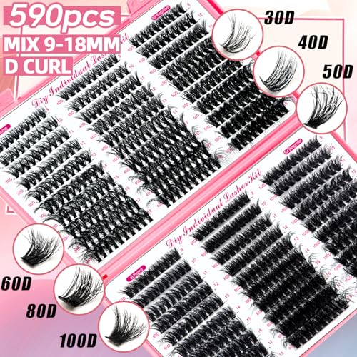 Pink DIY Lash Extension Kit 966Pcs for False Eyelash Extensions & Grooming