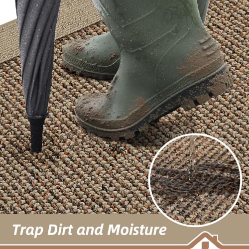 Indoor Door Mat 36x60 Taupe Dirt Trapper Non-Slip Entryway Rug - Low Profile