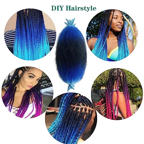 Ombre Blue Afro Twist Hair 16 Inch for Soft Locs - Pack of 8