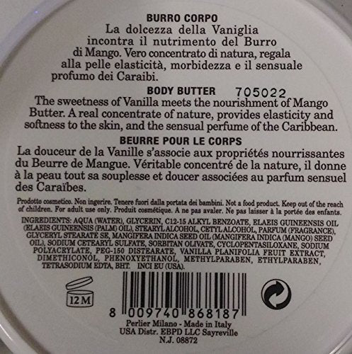 Caribbean Vanilla Body Butter - Nourishing Moisturizer with Mango Butter - 6.7 Fl Oz