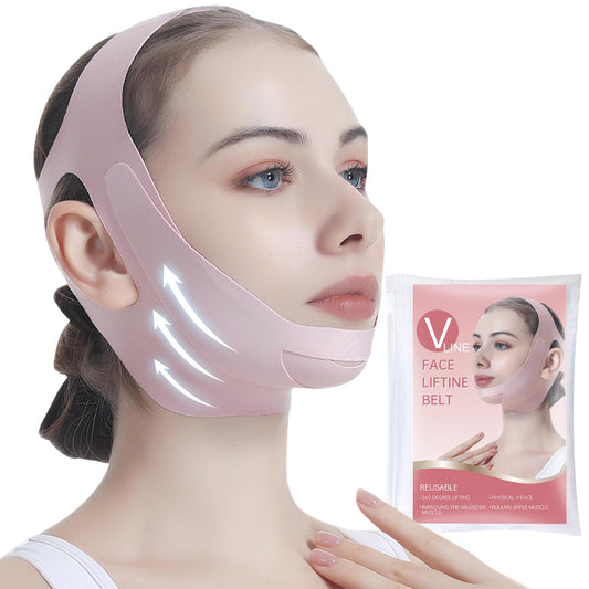 PRAVETTE Facial Lifting Belt - V Line Lifting Mask Chin Strap,Face Lift Tape with Adjustable Straps, V-Shaped Double Chin Reducer, 3D Contoured Design for Facial Shaping,Jawline Shaper and Sleeping