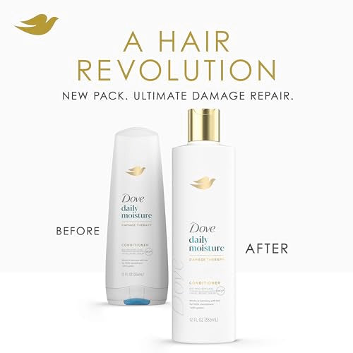 Dove Conditioner Daily Moisture Damage Therapy for Dry Hair with Bio-Protein Care Technology and Hyaluronic Serum 12 Fl Oz