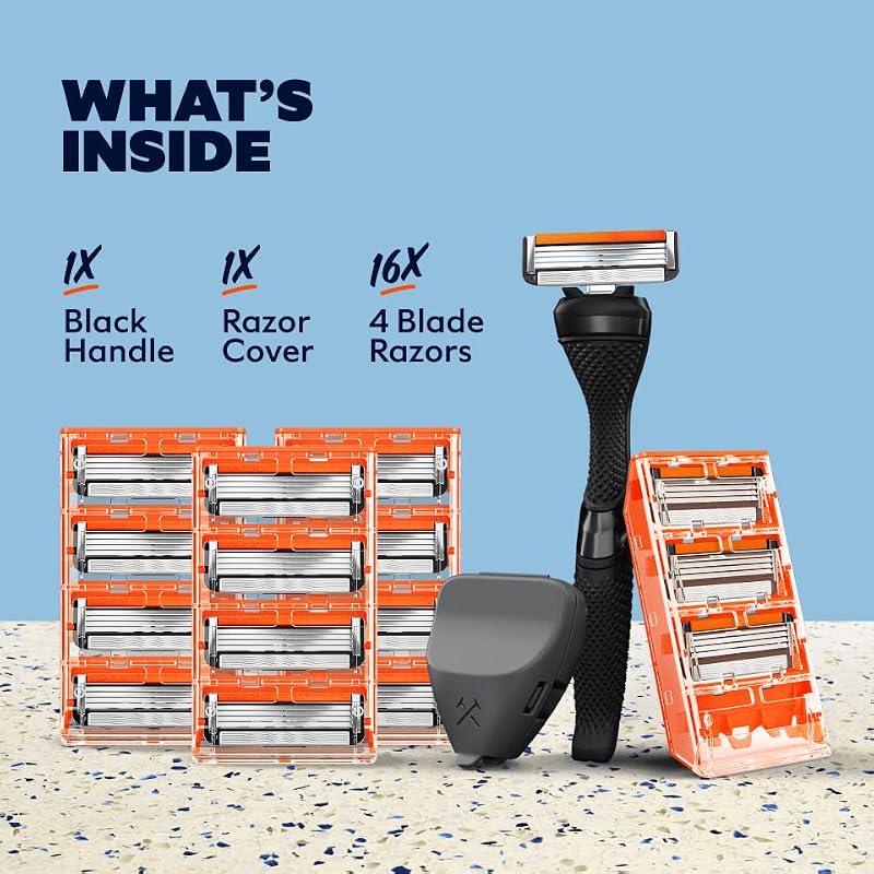 Bulk Razor Refills with Handle & Cover - Compatible Shaving Set