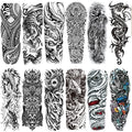 Halloween Full arm temporary tattoo,12sheets (L19¡°xW7¡±) Sleeve Tattoos temporary, Demon Fake Tattoos That Look Real, Tiger Dragon Koi Evil Eyes