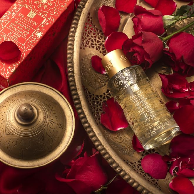 SPA CEYLON Wonder Oil Island Rose 100ml - Luxurious Organic Body & Hair Oil with Ayurvedic Herbs, Vegan & Paraben-Free