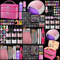 Deciniee Bling Pink Acrylic Nail Kit with Drill, UV Lamp & Accessories for Beginners
