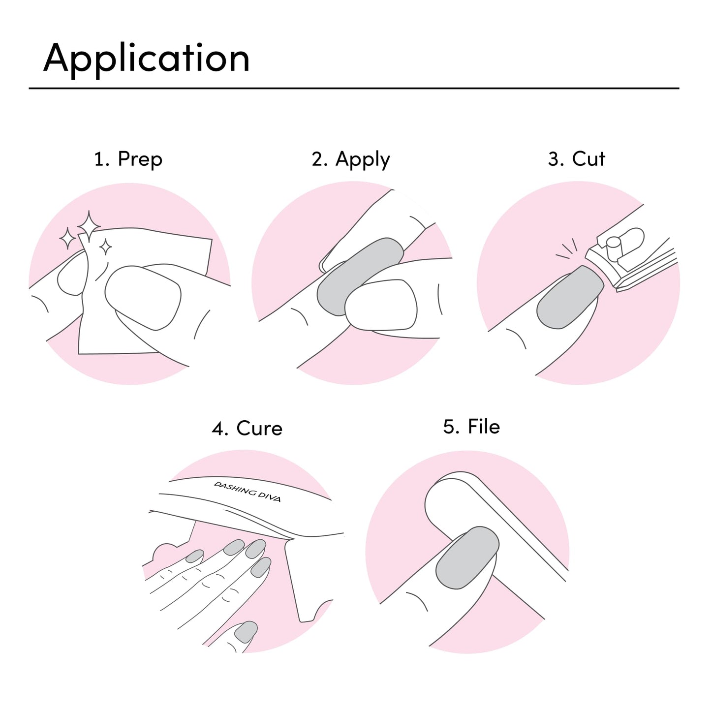 Dashing Diva Glaze Nail Starter Kit - Pale Blush - Long Lasting, Chip Resistant, Semi-Cured Gel Nail Strips - 7-Piece Manicure Set with 32 Strips and Mini LED Lamp