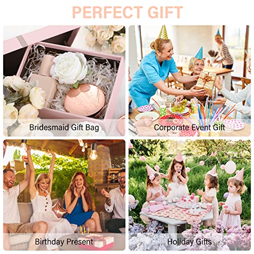 Rose Gold Compact Mirrors Set of 12 - Double Sided Travel Makeup & Magnifying Mirrors, Inspirational Quotes for Women and Gift
