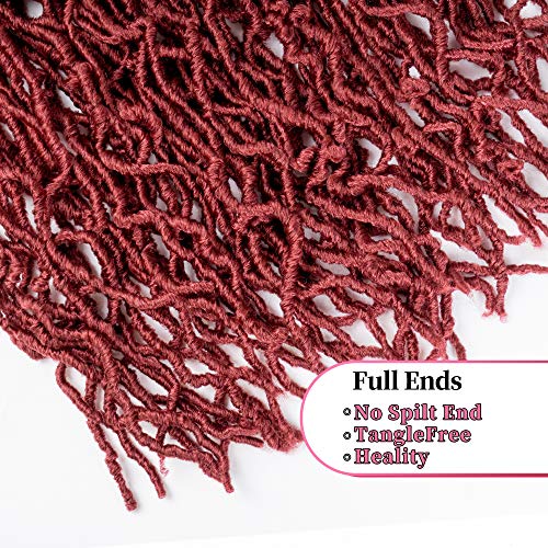 FALEMEI 36 Inch Burgundy Faux Locs Crochet Hair Extensions Pack of 6 - Soft, Pre-Looped, Lightweight, Full Head Ready