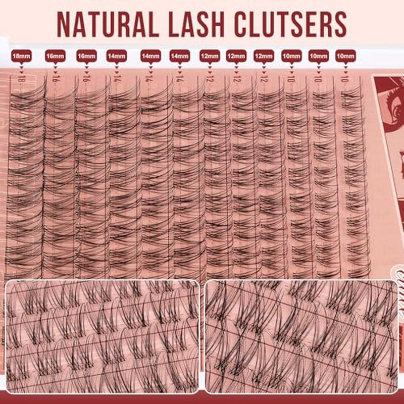 Higu clace Wispy Lash Clusters Kit, 120PCS Natural Lashes Clusters Kit with Lash Bond and Seal, C Curl Wispy Cluster Eyelash Extensions Natural Look with Clear Band Comfort Easy to use for Beginners