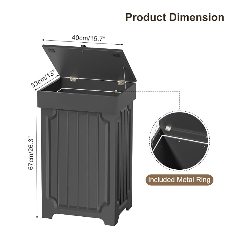Dog Proof 13 Gallon Kitchen Trash Can with Lid - Black (Pet-Proof, Stable Design)