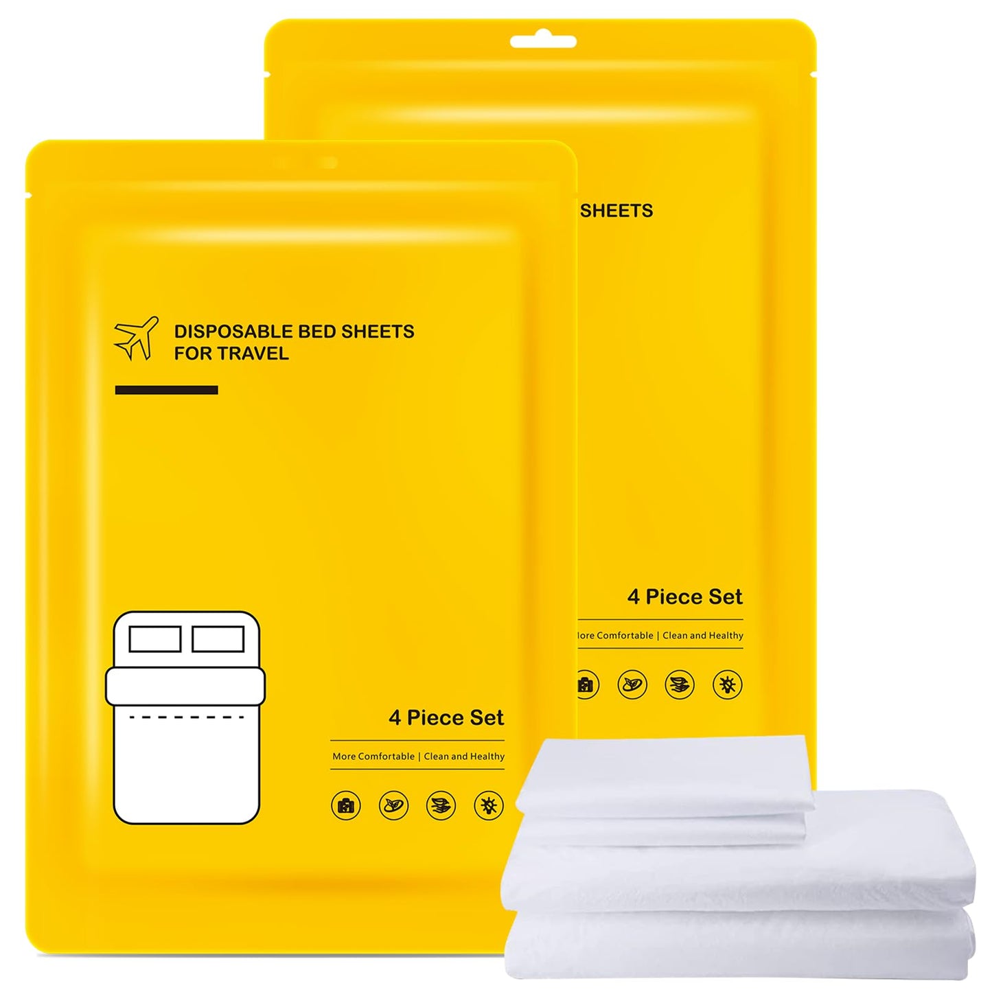 Travel Essentials Disposable Sheet Set - 2 Pack With Quilt Cover and Pillowcase, Portable Bedding for Cruise, Hotel, Camping, SPA