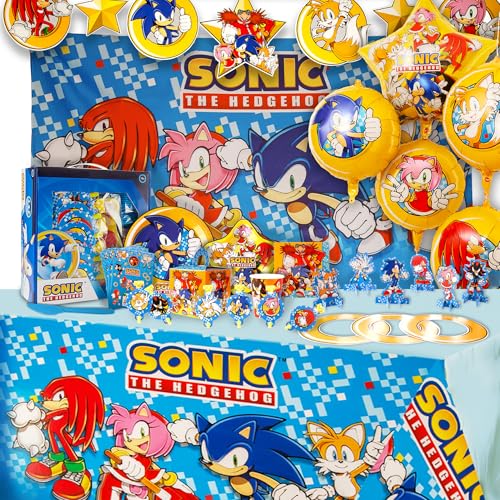 Sonic The Hedgehog Birthday Party Kit for 20 Kids - Decorations, Favors, Games