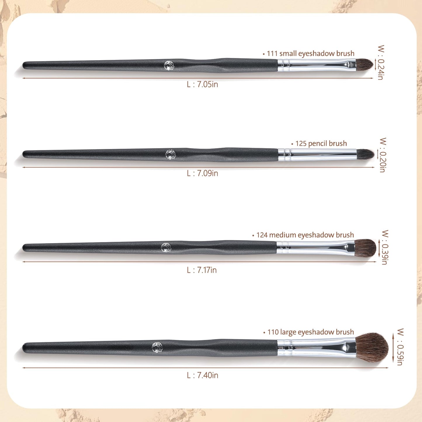 ENERGY Eye Makeup Brush Set 4PCS Professional Eyeshadow Blending Brushes Kit for Eyes Liquid Cream Powder Makeup Up Soft Fluffy Natural Goat Hair for Shader,Smudge,Crease Applicator with Travel Cover