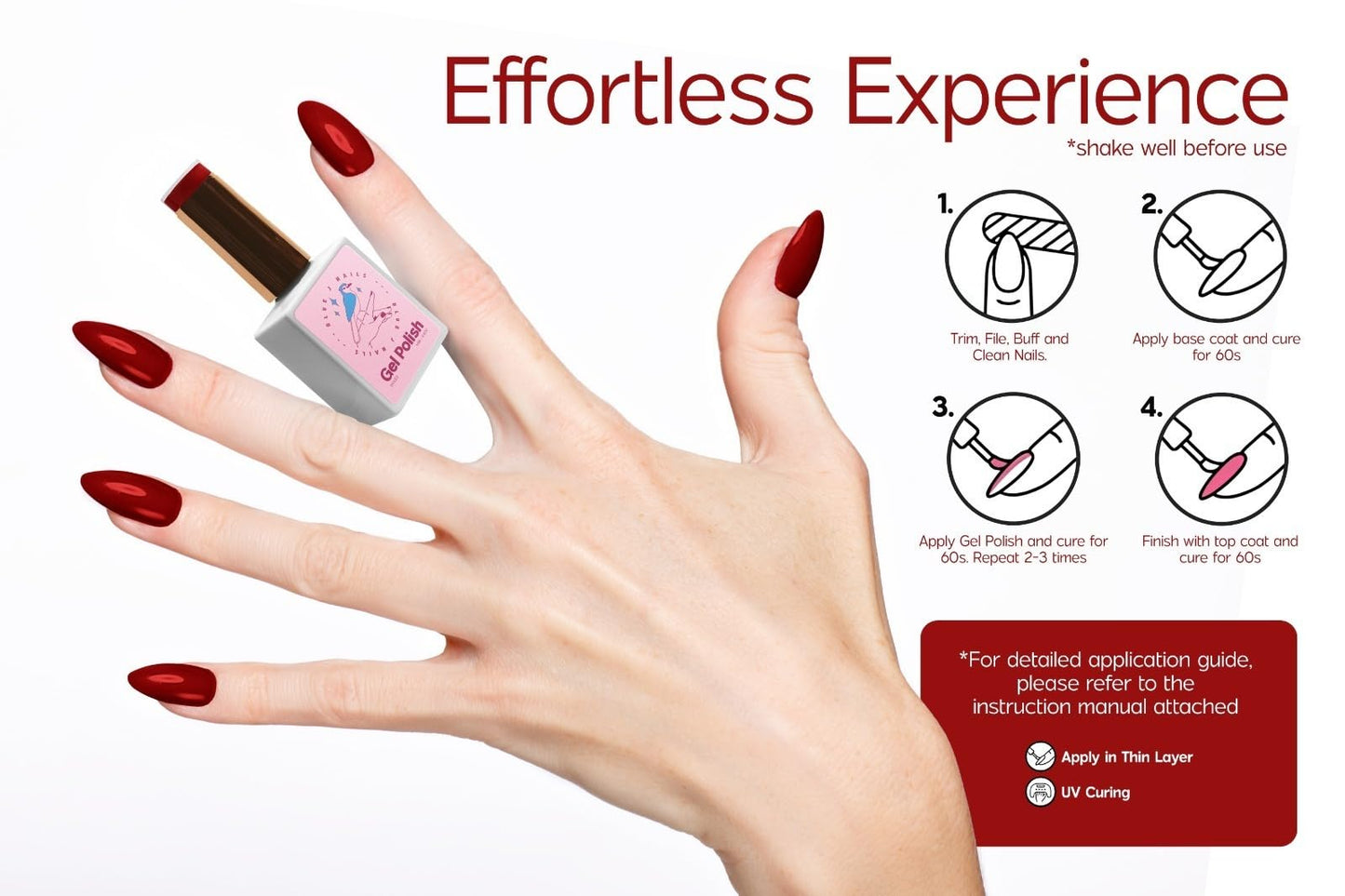 Gel Nail Polish for Long-Lasting Glossy Finish- Fingernail Polish for Salon-Style Manicure at Home- Achieve Professional Results with Vegan Nail Polish- Love Your Nails with Cruelty-Free Color- Pink