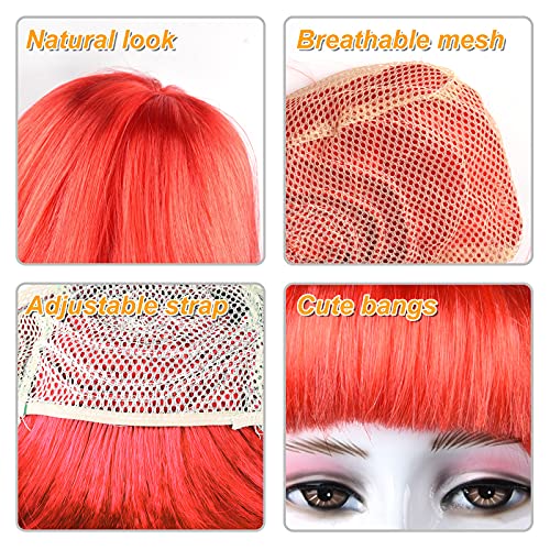 Multicolor Short Bob Wigs with Heart Sunglasses Party Set - 7 Colors