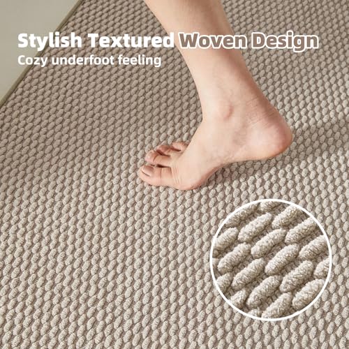 Large Non Slip Washable Bathroom Rug 36x60 Beige - Quick Dry Low Pile Bath Mat